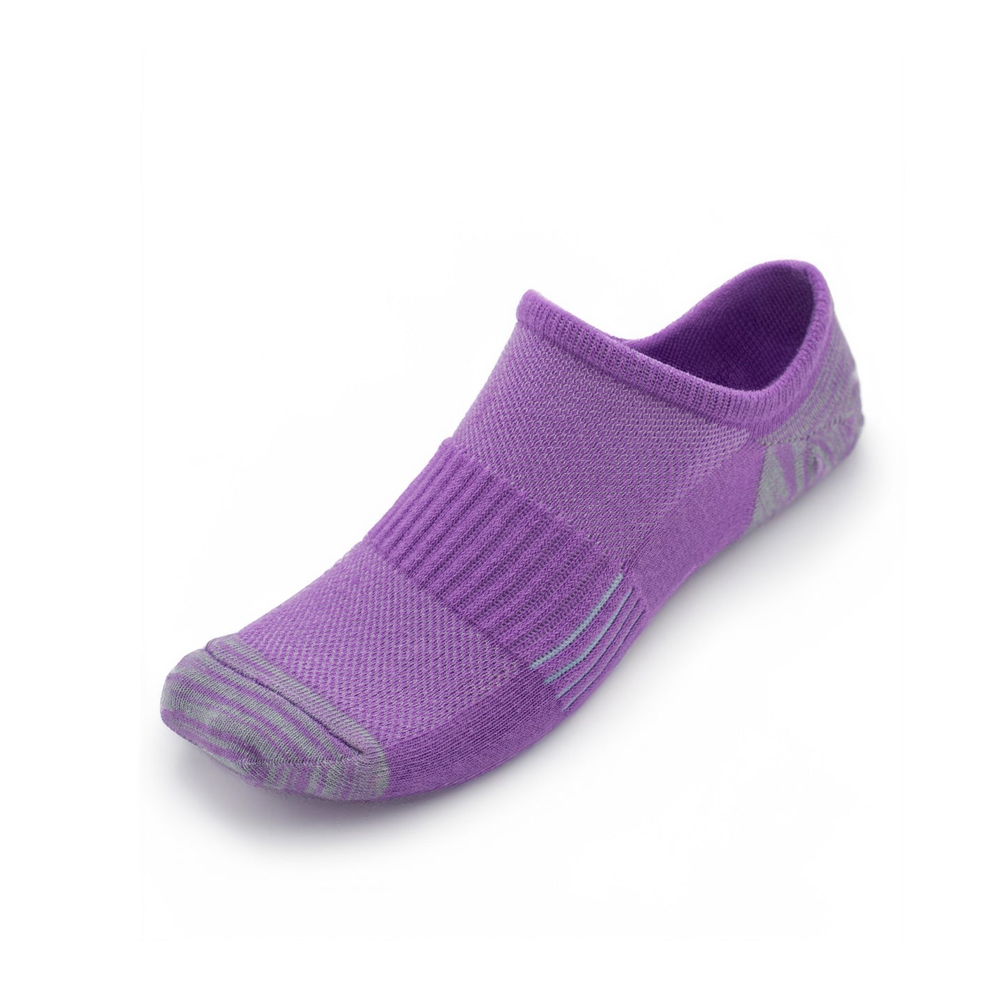 3-Pack Ladies Marled Heel & Toe Print Cotton No Show Socks