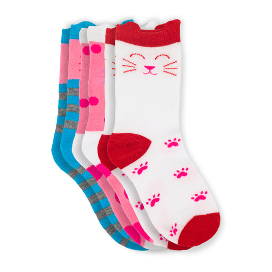 Girl's Cat Assorted Crew Socks