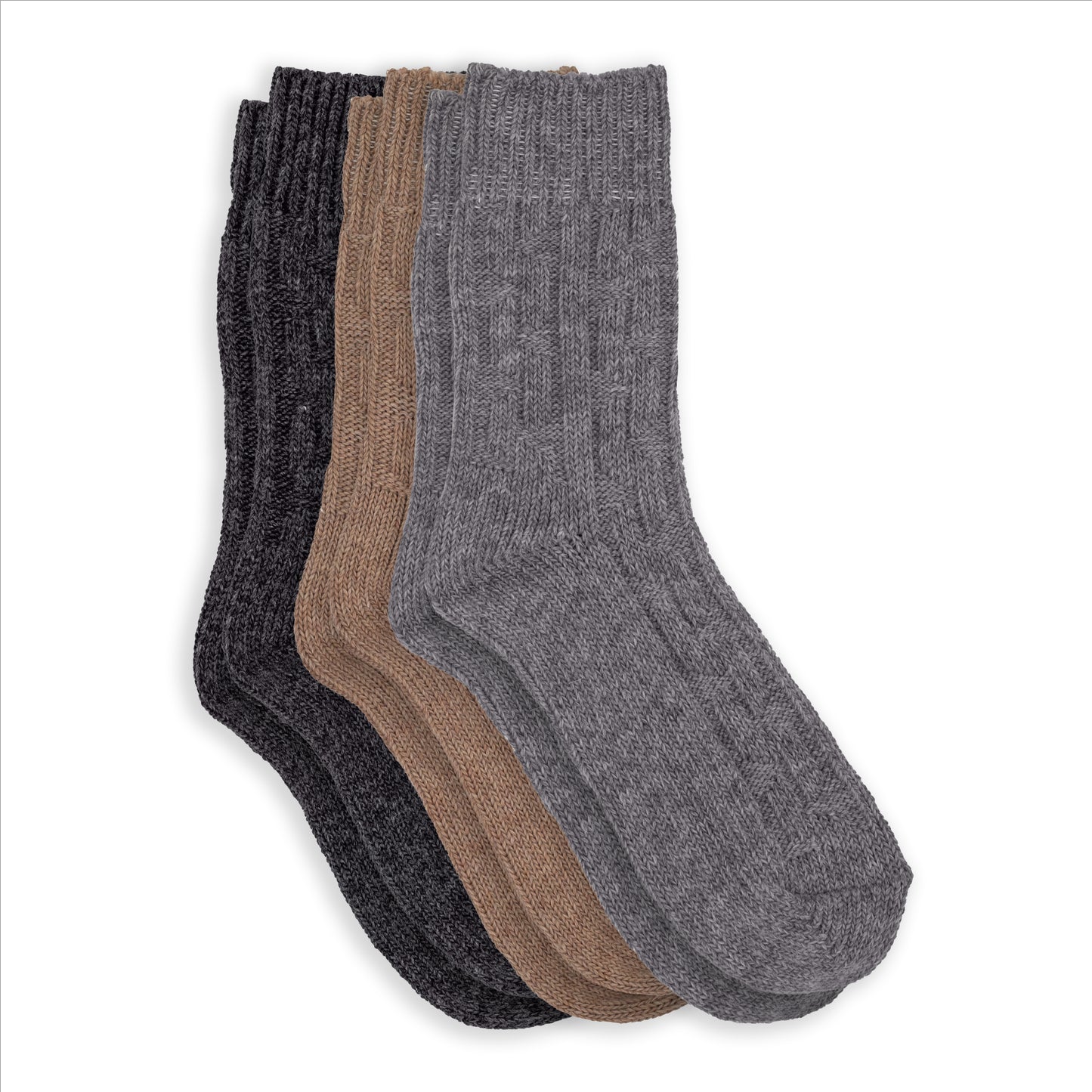 Ladies Wool Blend Cable Knit Crew Socks