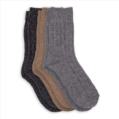 Ladies Wool Blend Cable Knit Crew Socks
