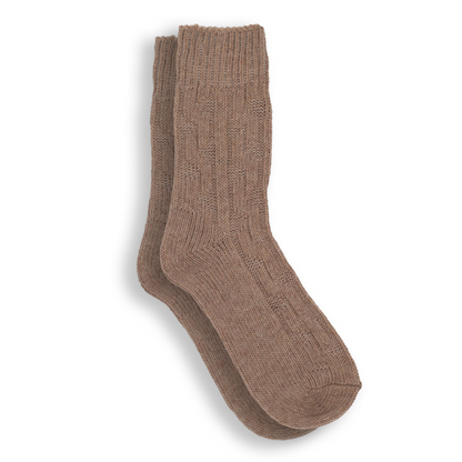 Ladies Wool Blend Cable Knit Crew Socks