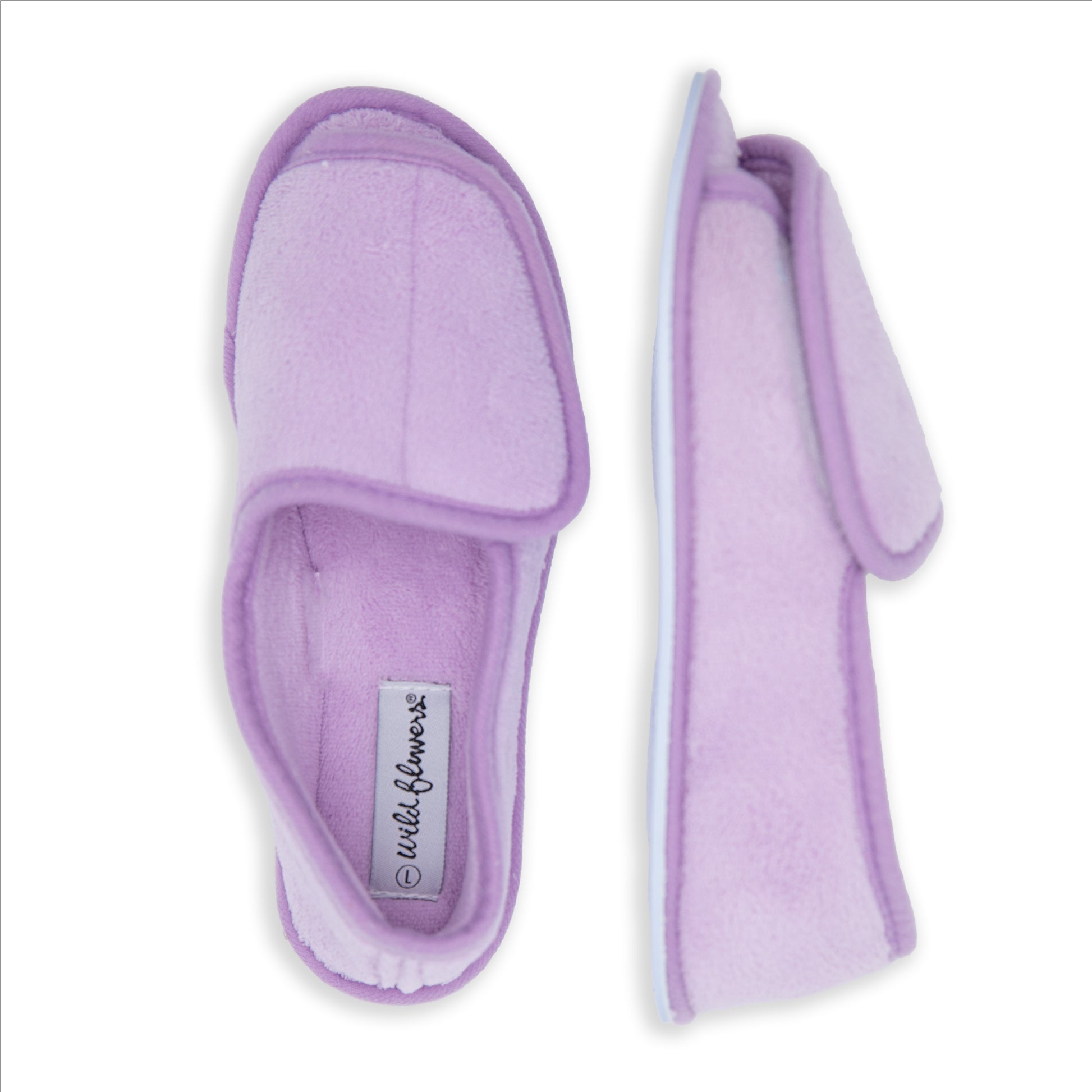 Ladies Open Toe Wide Width Velcro Slippers – Amity