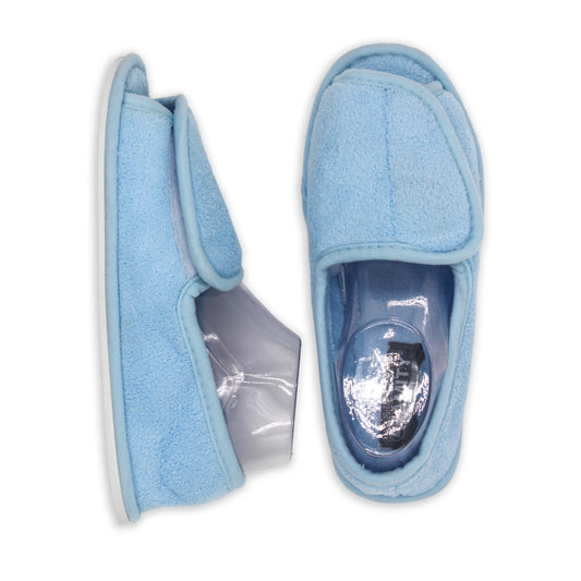 Ladies Open Toe Wide Width Velcro Slippers