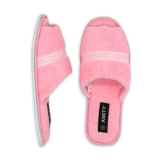 Ladies Open Toe Wide Width Laced Scuff Slippers